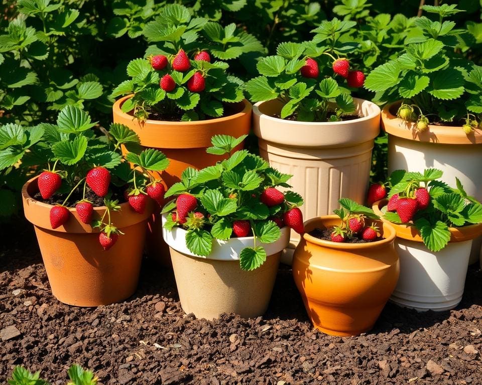 De juiste pot en aarde kiezen voor aardbeien in potten