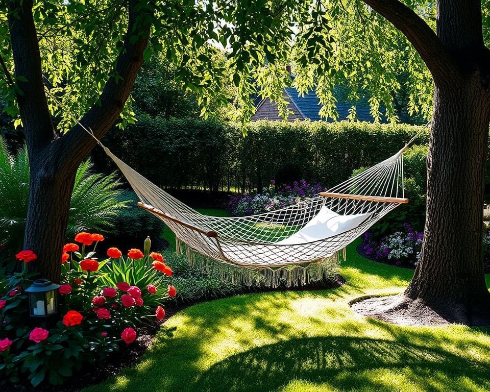 Hangmat in de tuin, een stijlvolle toevoeging.