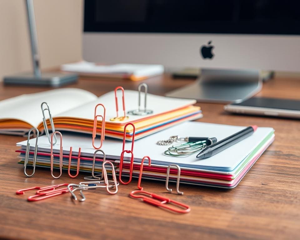 Papierclips in verschillende soorten voor kantooromgevingen