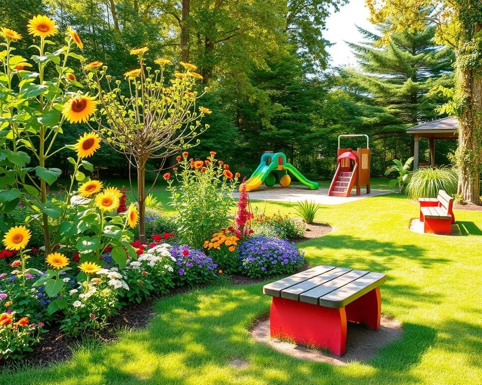 Planten en bomen in een kindvriendelijke tuin