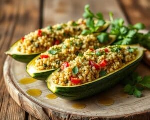 Gevulde courgettes met quinoa en kruiden