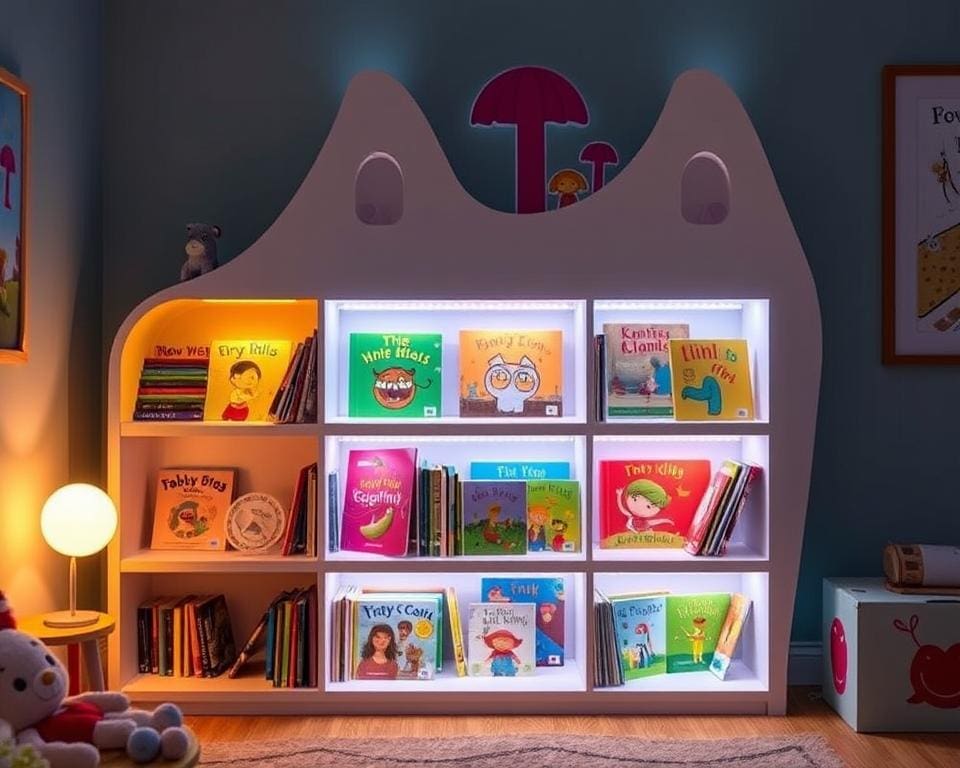 Kinderboekenplanken met ingebouwde LED-strips