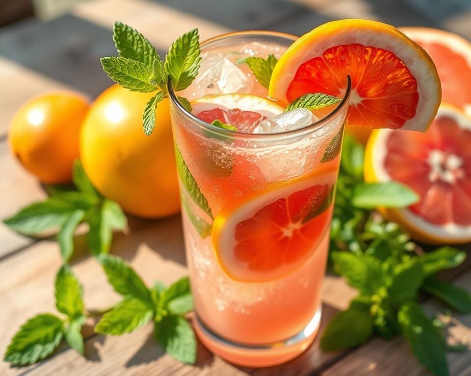 Sparkling Citrus Cooler met grapefruit en munt