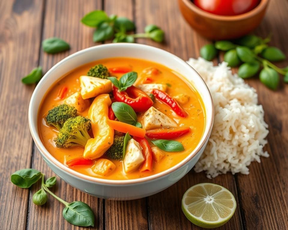 Thaise curry met kokosmelk en knapperige groenten