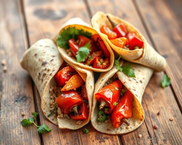 Volkoren wraps met geroosterde paprika's