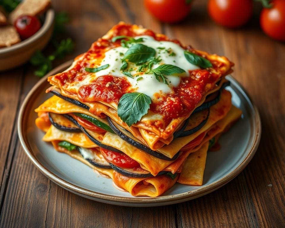 gezonde lasagne met gegrilde groenten