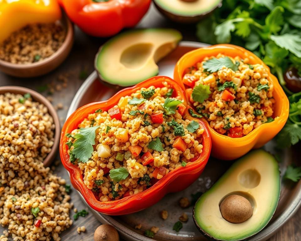 gezonde voordelen van gevulde paprika's met pittige couscousvulling