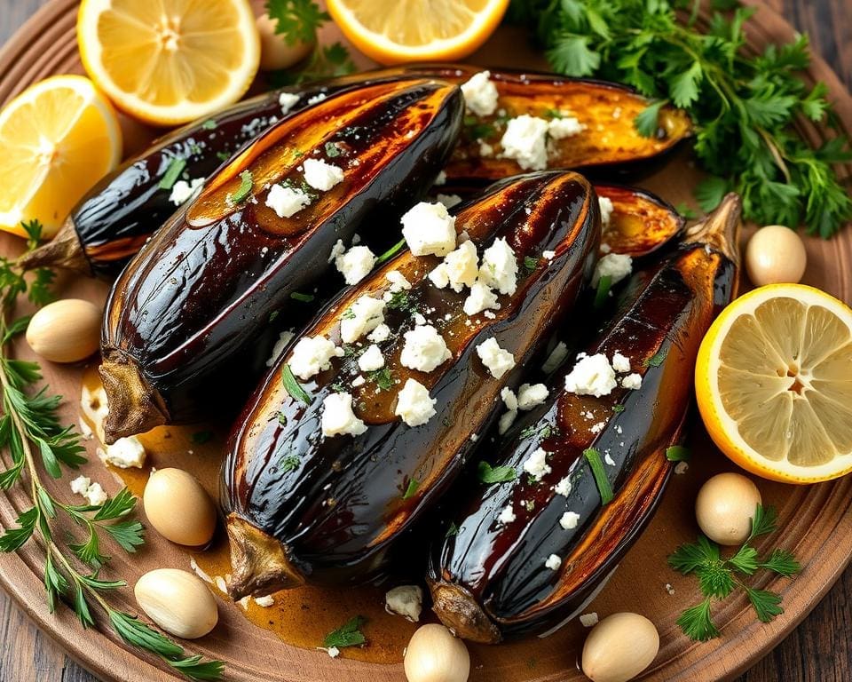 ingrediënten geroosterde aubergine