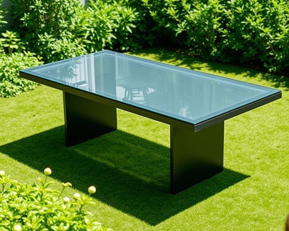 minimalistisch design tuintafels met moderne glazen top