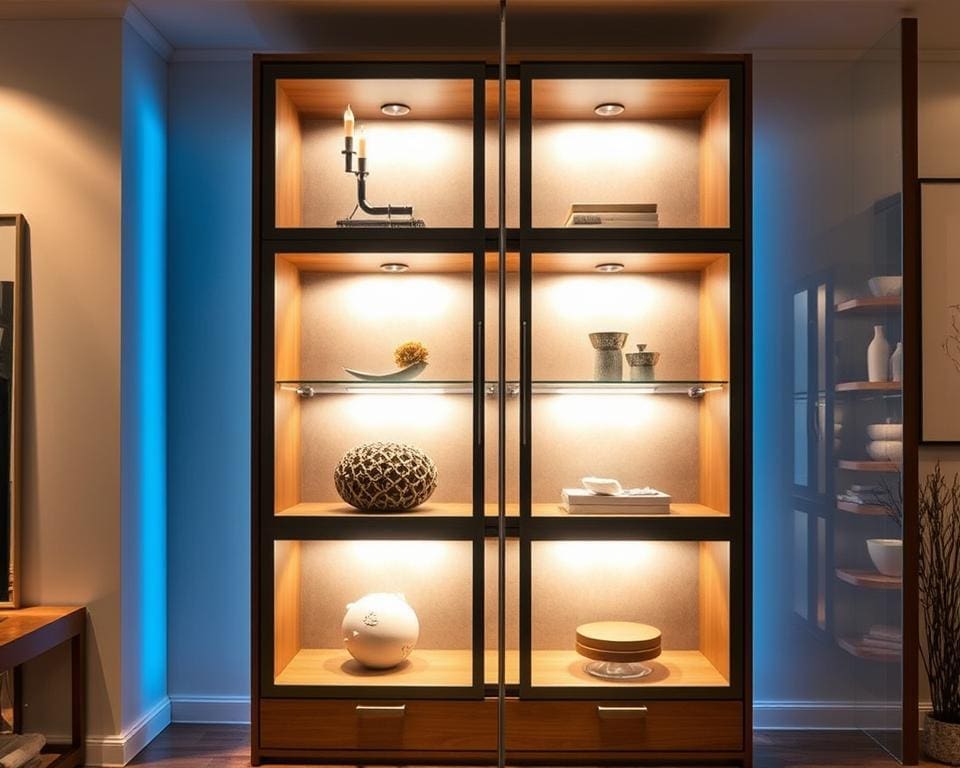Design kast met ingebouwde verlichting: stijl en sfeer