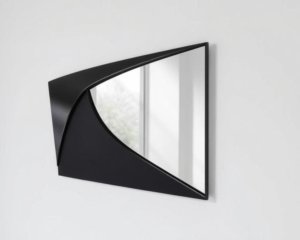 Design wandspiegel in zwart staal: strak en elegant