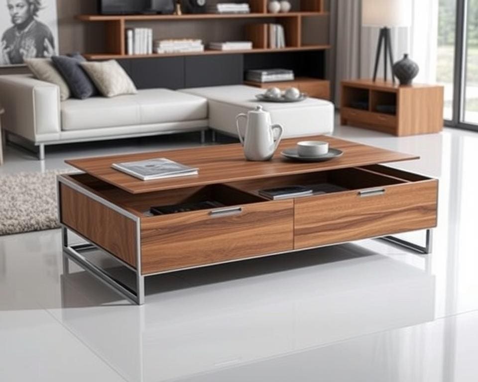 Moderne salontafel met opbergruimte: praktisch en stijlvol