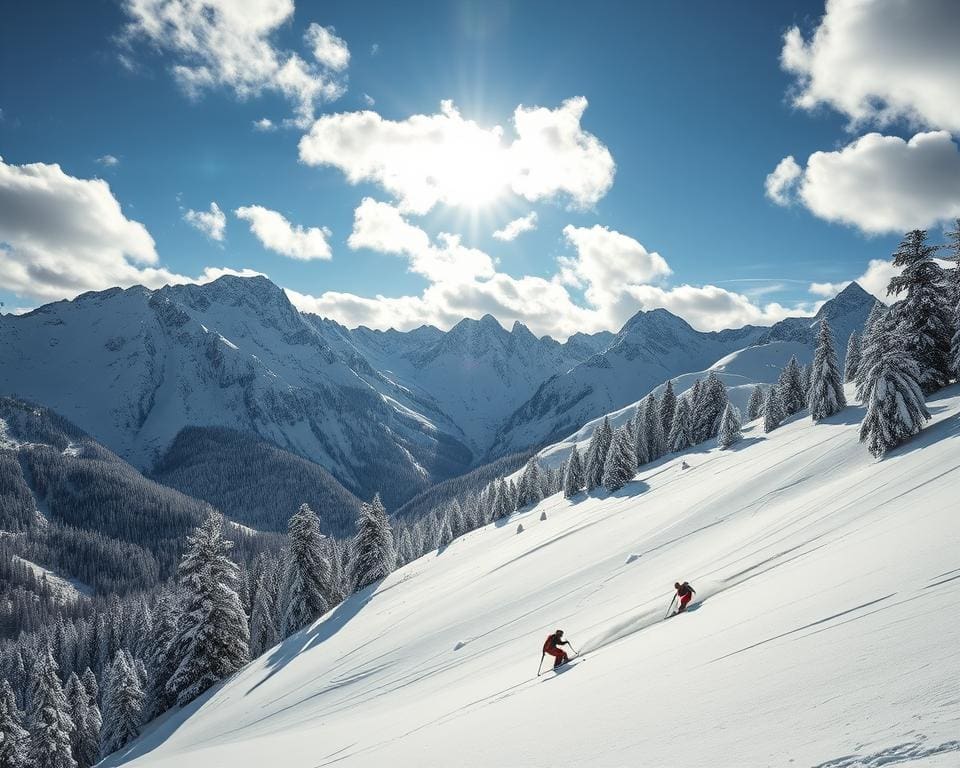 skiën in de Dolomieten