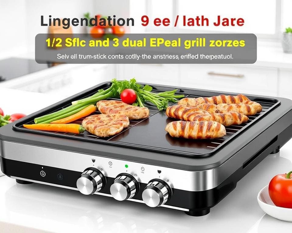 Elektrische grillplaat met dubbele temperatuurzones