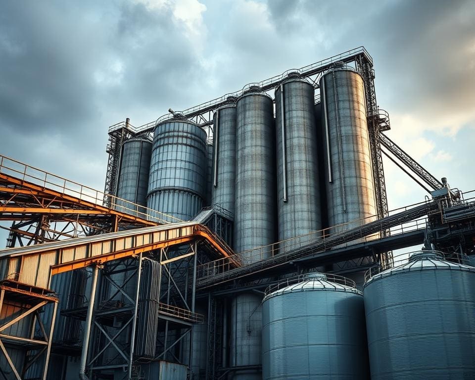 Silo-installaties voor opslag van grondstoffen