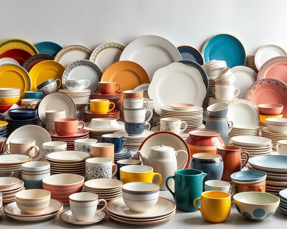 diverse designs van serviescollectie