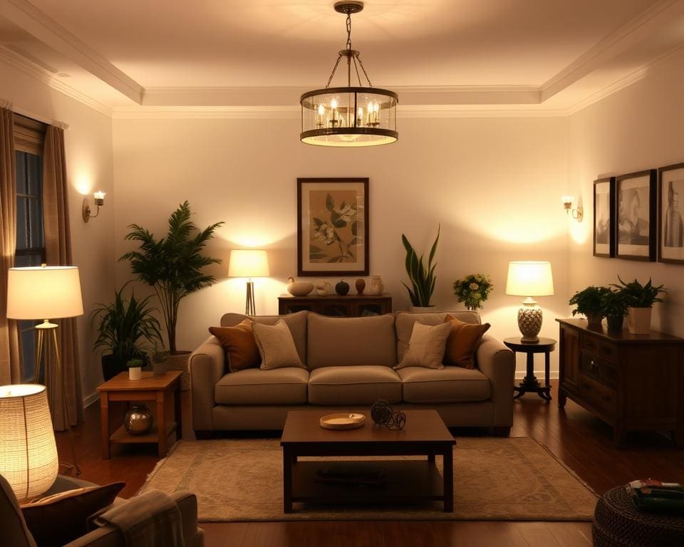 verlichting in sfeervolle woonkamer