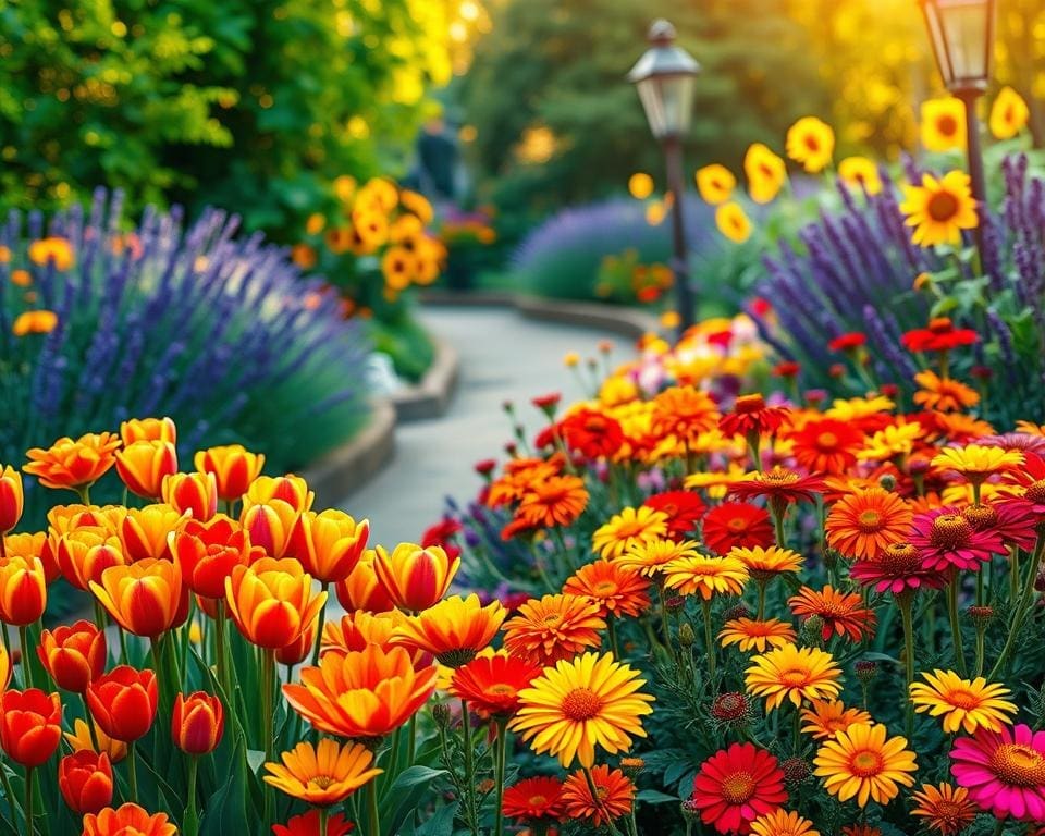 kleurrijke tuin bloemen